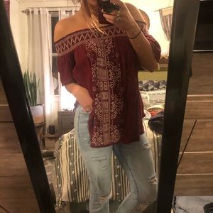 Boho off the should shirt